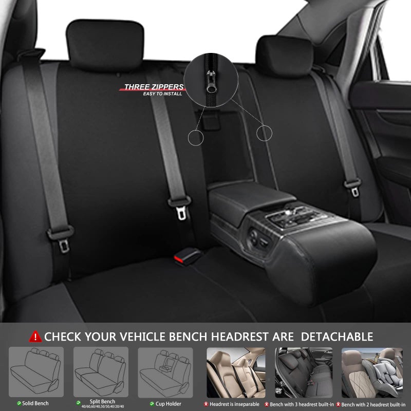CAR-GRAND Universal Fit Sporty Cloth Full Set Car Seat Covers, Fit for Car, Truck, Sedan, Vans, SUV, Breathable, Washable, Airbag Compatible, Zipper Design - Image 5